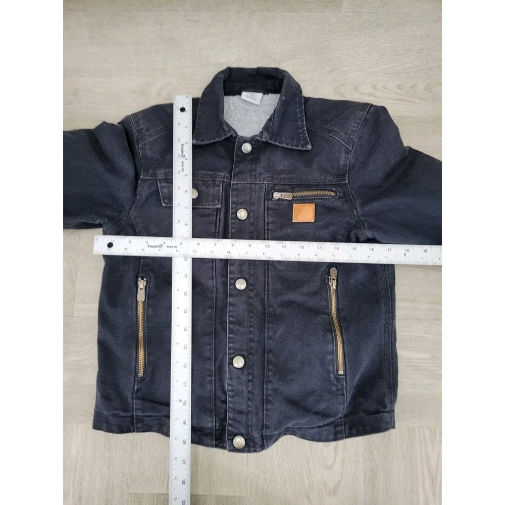 Carhartt Kids Large S 8-10 Black Sherpa Lined Canvas Jacket Full Zip Coat